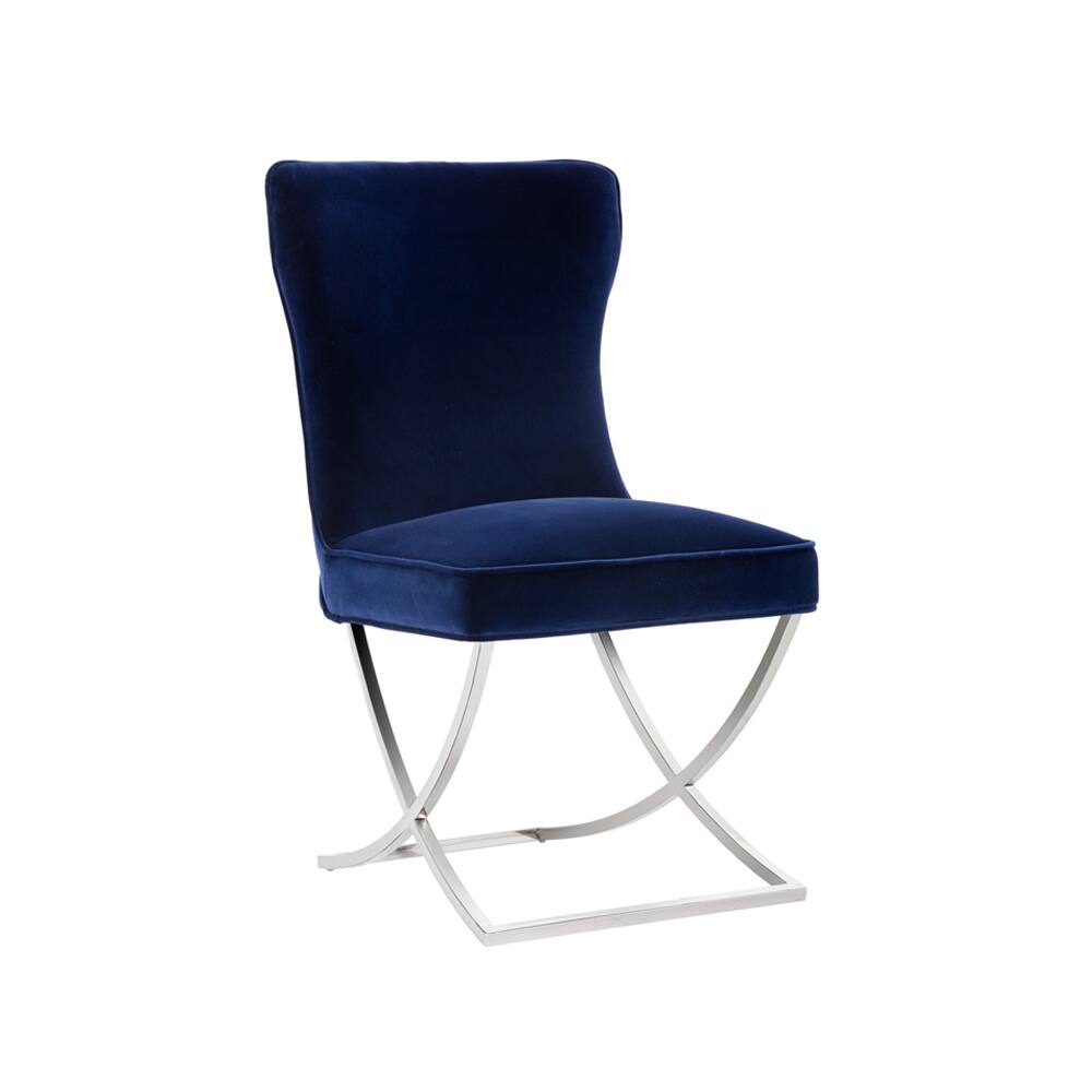 Rivoli Dining Chair Giotto Navy Fabric (Set of 2) - Medium