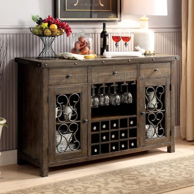 Furniture of America Tood Rustic Walnut Veneer 4-shelf Dining Server