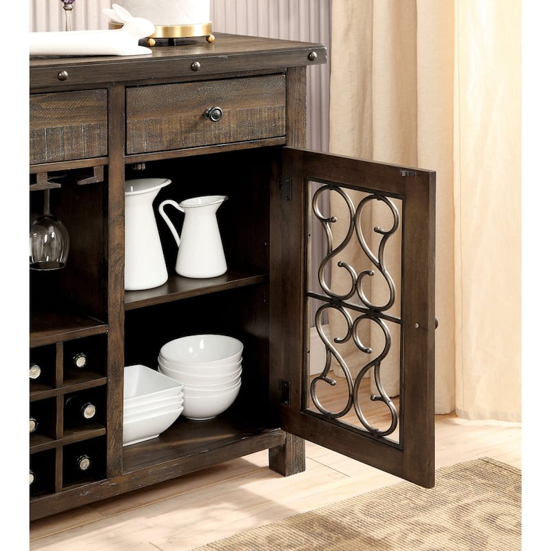 Furniture of America Tood Rustic Walnut Veneer 4-shelf Dining Server