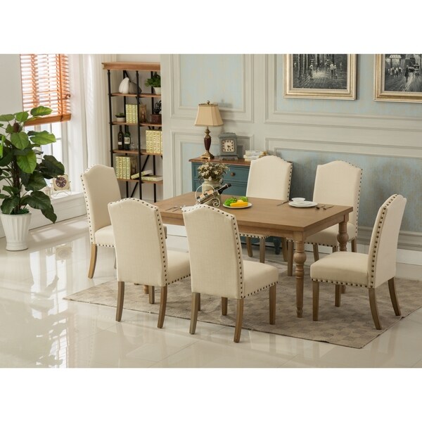 atticus 7 piece solid wood dining set