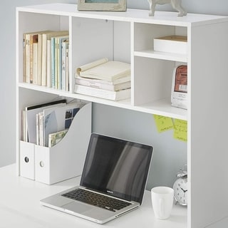 Cube White Wood Desk Bookshelf by DormCo