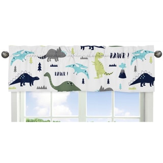 Sweet Jojo Designs Blue and Green Mod Dinosaur Collection Multicolor Multifiber Window Valance
