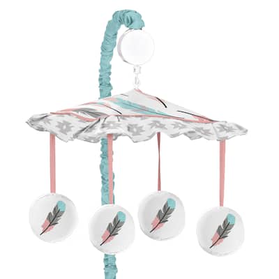 Sweet Jojo Designs Feather Collection Fabric and Plastic Musical Mobile