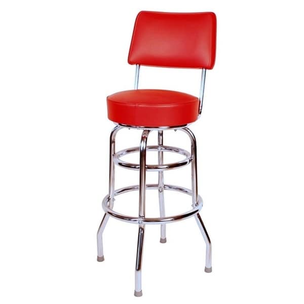 Richardson Seating Retro Home Red Vinyl And Chrome 30 Inch Richardson Seating Retro Home Red Vinyl And Chrome 30 Inch Cushioned Swivel Bar Stool