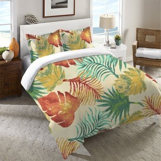 Laural Home Multicolored Palm Leaves Duvet Cover - Bed Bath & Beyond ...