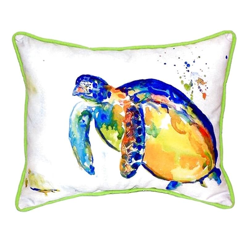 Blue Sea Turtle II Small Indoor/ Outdoor Throw Pillow - Polyester - Accent - Single