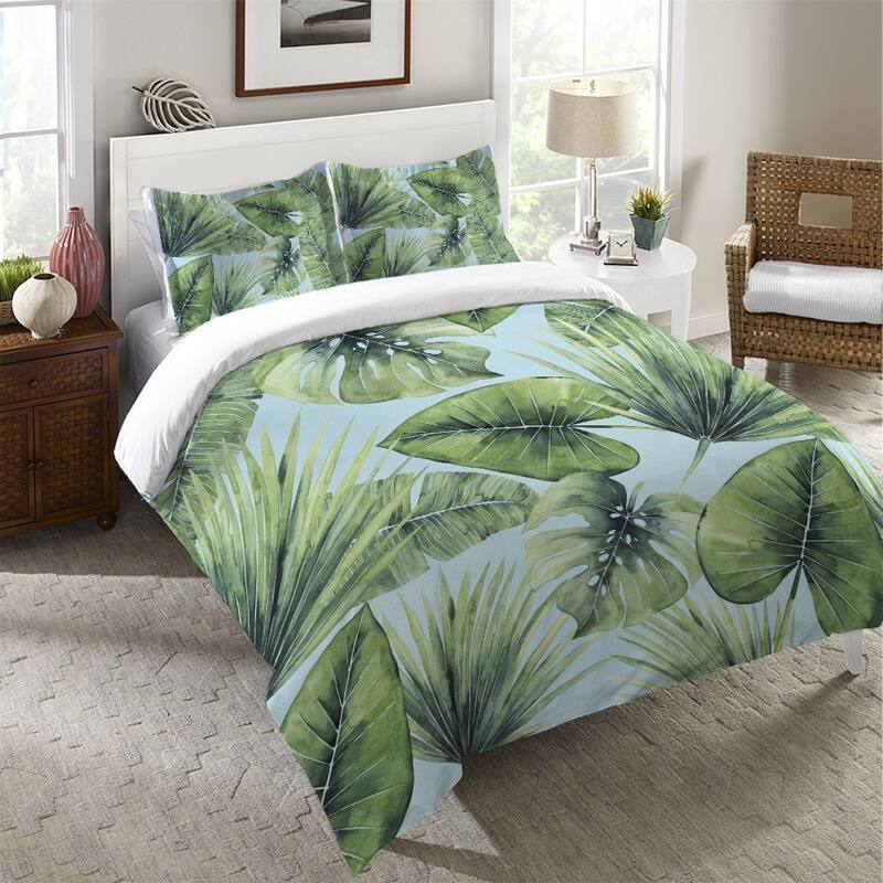 Laural Home Green Palm Leaves Duvet Cover