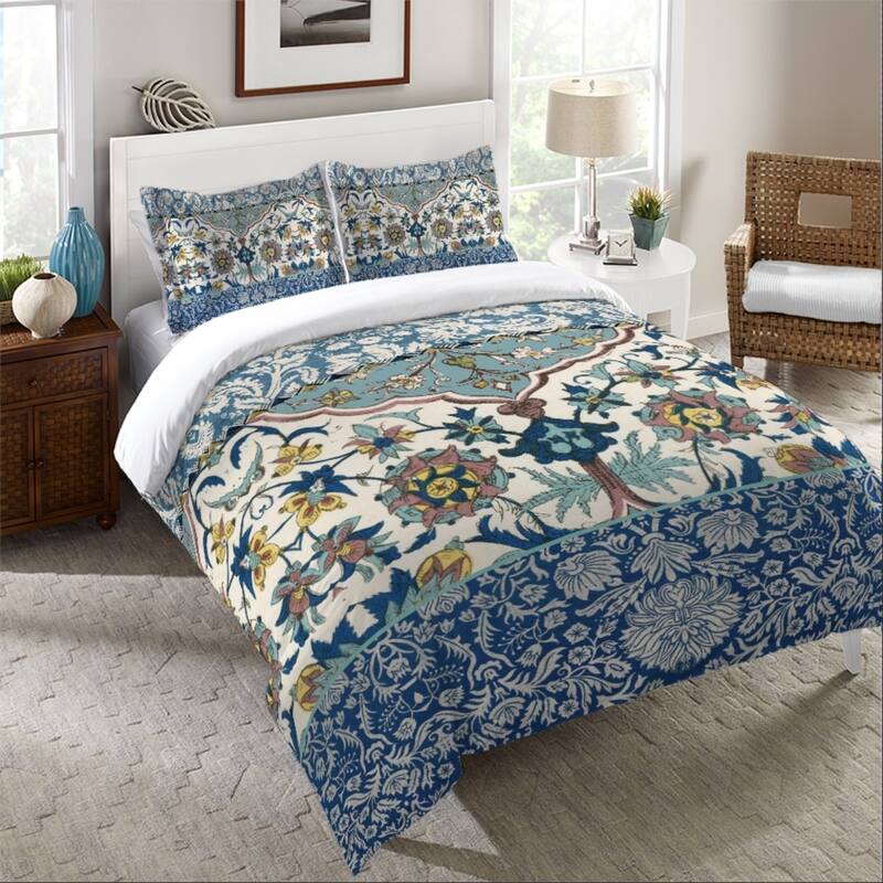 Laural Home Boho Blue Tapestry Duvet Cover