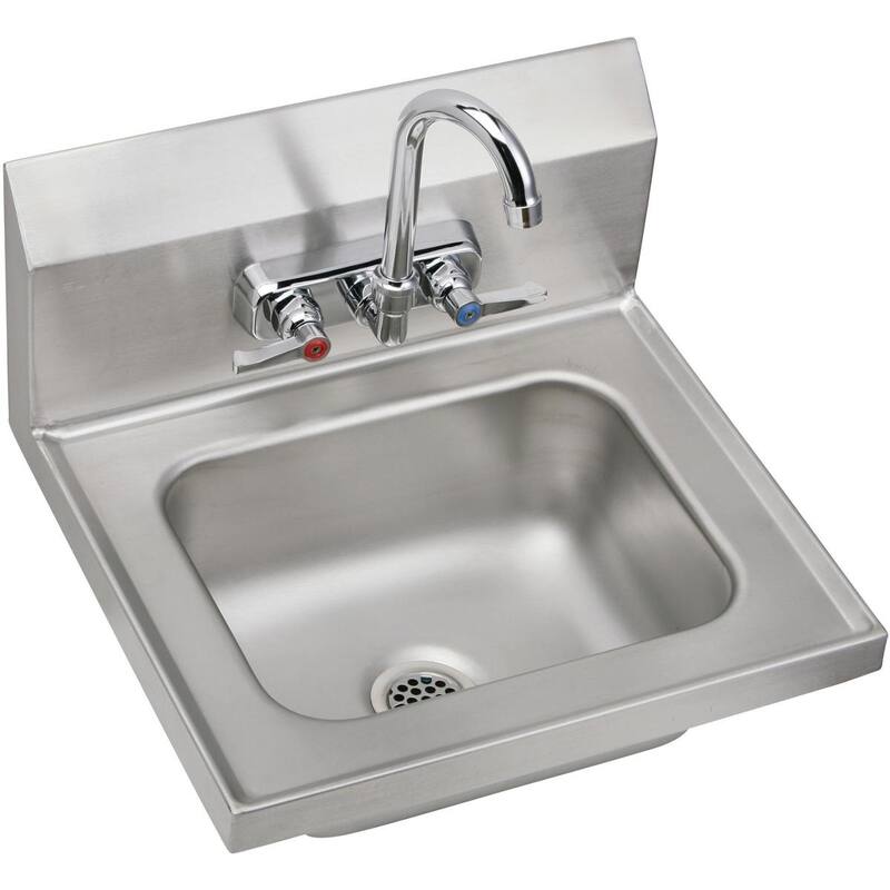 Elkay Stainless Steel 16-3/4" x 15-1/2" x 13", Single Bowl Wall Hung Handwash Sink Kit