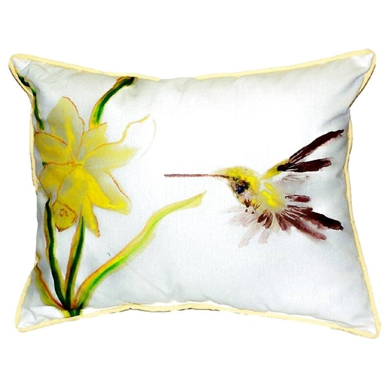 Yellow Hummingbird Small Indoor/ Outdoor Throw Pillow