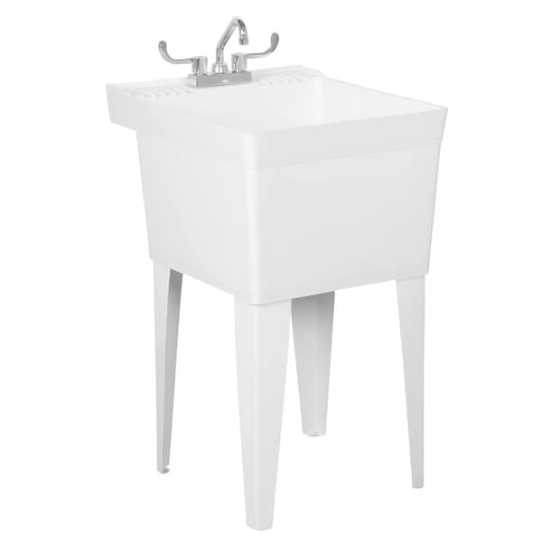 Fiat White Heavy-Duty Laundry Tub with Faucet