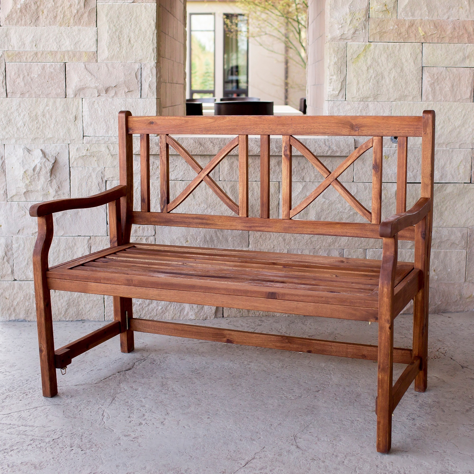 48 Inch Brown Acacia Wood Folding Patio Bench Free Shipping On 48 Inch Brown Acacia Wood Folding Patio Bench