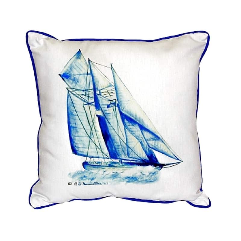 Blue Sailboat Small Indoor/ Outdoor Throw Pillow