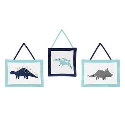 Sweet Jojo Designs Wall Hangings for the Blue and Green Mod Dinosaur Collection 3-piece Set
