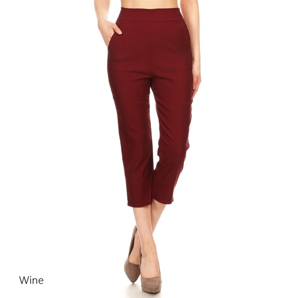 Women's Solid Straight Capri Pants. Opens flyout.