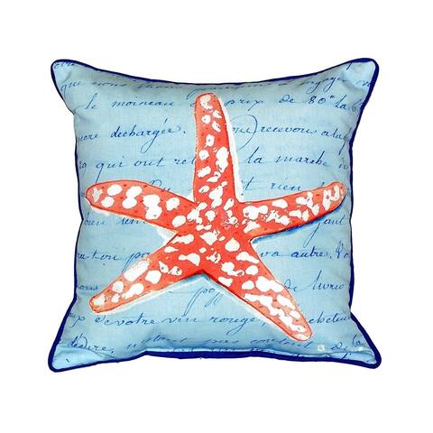 Coral Starfish Blue Small Indoor/ Outdoor Throw Pillow