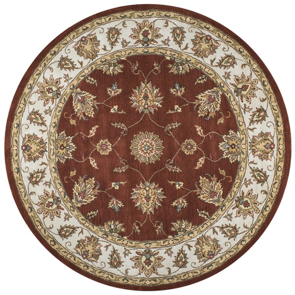 Shop Sareena Rust Wool Border Round Area Rug (8' Round) - 8' x 8 ...