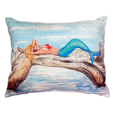 Mermaid on Log No Cord Throw Pillow