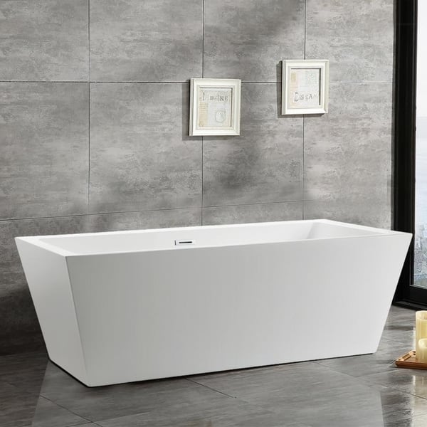 Vanity Art 67 Inch Freestanding Acrylic Bathtub Stand Alone Soaking Tub With Polished Chrome Slotted Overflow Pop Up Drain Overstock 14606186