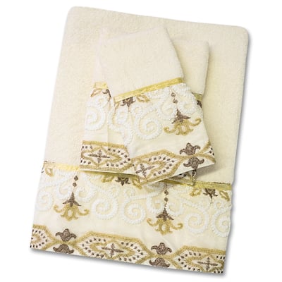 Savoy 3 Piece Towel Set- Gold/Ivory