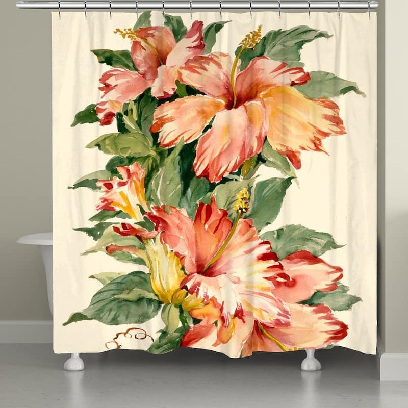 Laural Home Blooming Hibiscus Shower Curtain