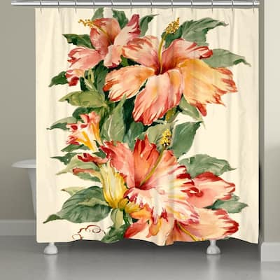 Laural Home Blooming Hibiscus Shower Curtain