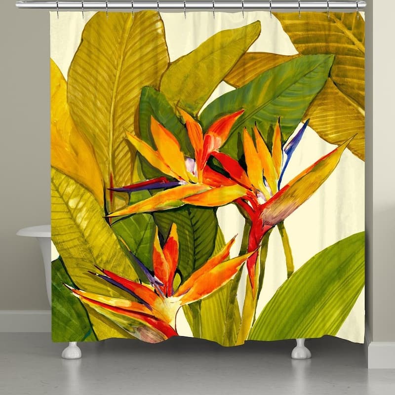 Laural Home Tropical Blossoms Shower Curtain