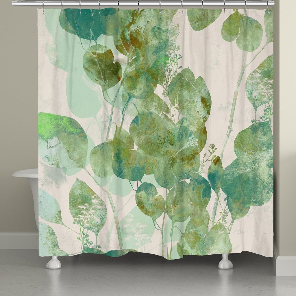 Shop Laural Home Emerald Eucalyptus Shower Curtain Free Shipping