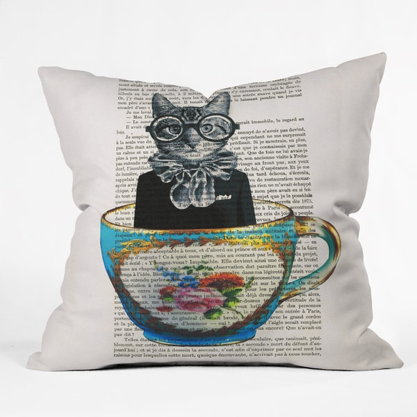 Coco De Paris Cat In A Cup Throw Pillow
