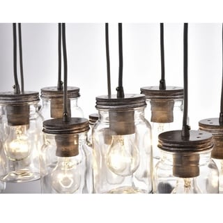 Belinda Dark Antique Silver 12-light Glass Canning Jar Chandelier (12-Light, Clear Glass, Pendant Chandelier) - Chandeliers For Bedrooms by Overstock.com