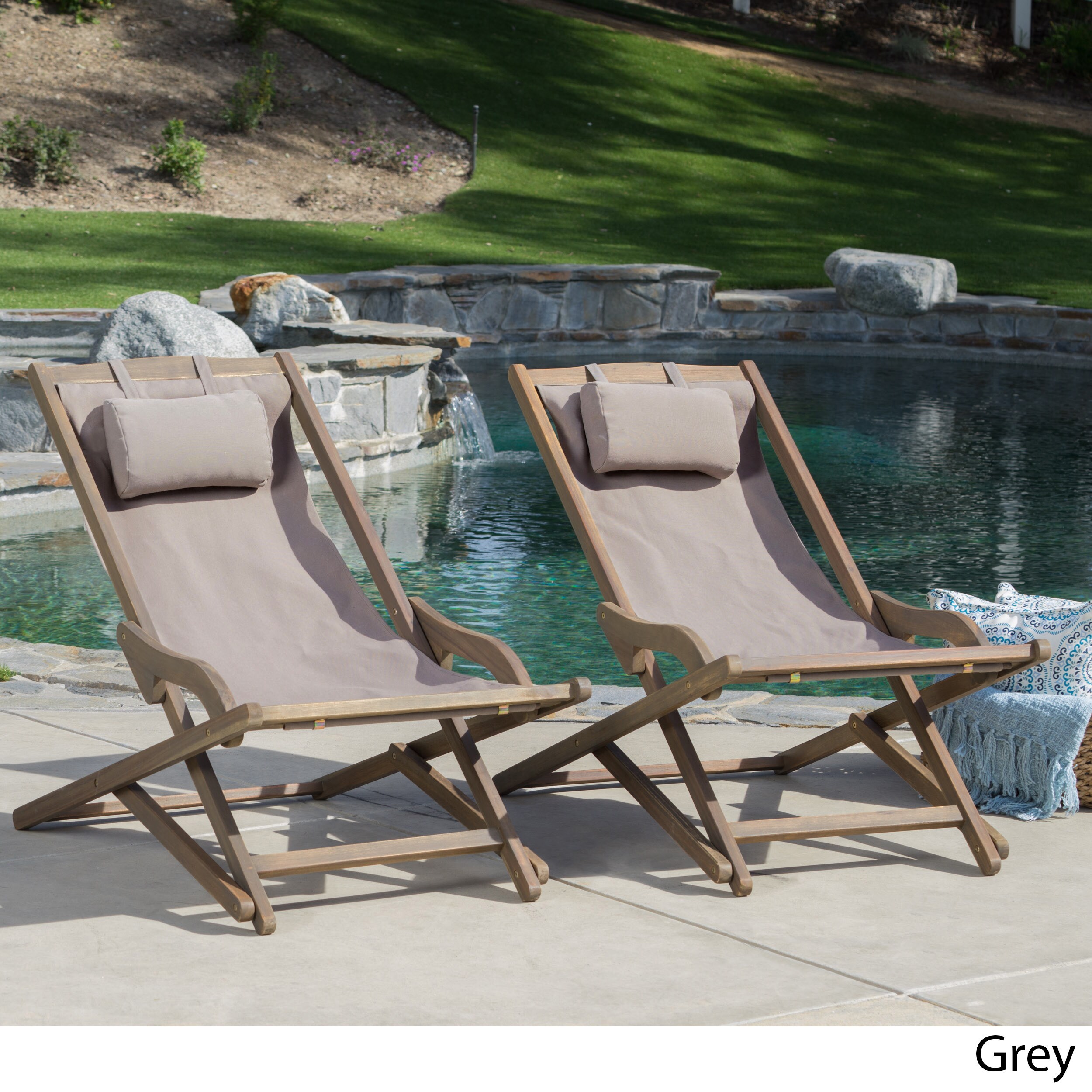 Shop Nikki Outdoor Wood Sling Chair Set Of 2 By Christopher Knight Home Overstock 14607039