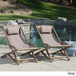 Nikki Outdoor Wood Sling Chair (Set of 2)
