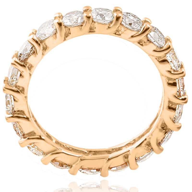 14k Yellow Gold 3 CT TDW Diamond U Prong Eternity Wedding Ring - White