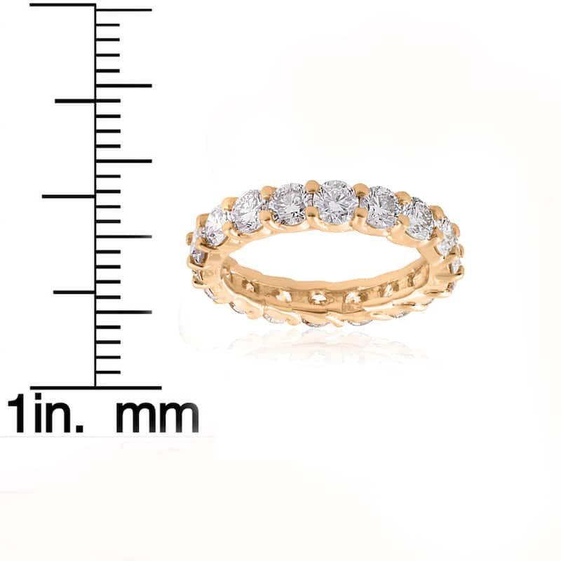 14k Yellow Gold 3 CT TDW Diamond U Prong Eternity Wedding Ring - White