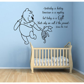 Winnie The Pooh Quotes Children Kids Art Mural Girl Boy Nursery Room Bedding Decor Sticker Decal size 22x26 Color Black. Opens flyout.