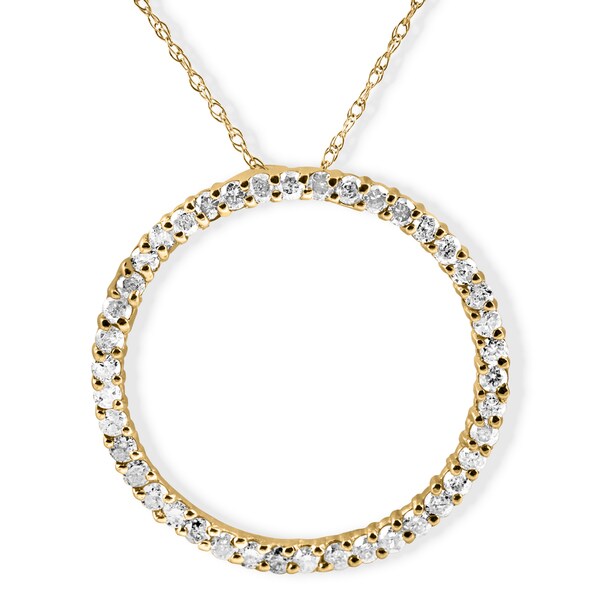 14K Yellow Gold 1/10 CTW Diamond Circle Y 16-18 Necklace CircleY