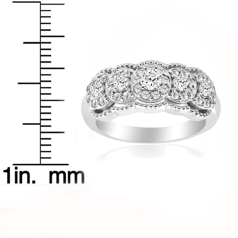 14k White Gold 1 ct TDW Diamond Wide Halo Wedding Anniversary Womens Stackable Ring
