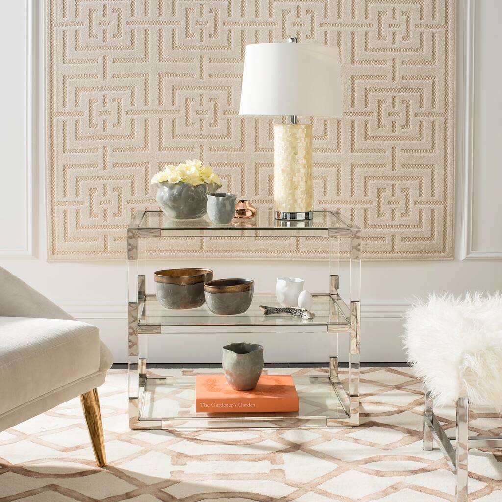 SAFAVIEH Couture High Line Collection Louisa Acrylic Silver End Table - 28" W x 20" L x 26" H