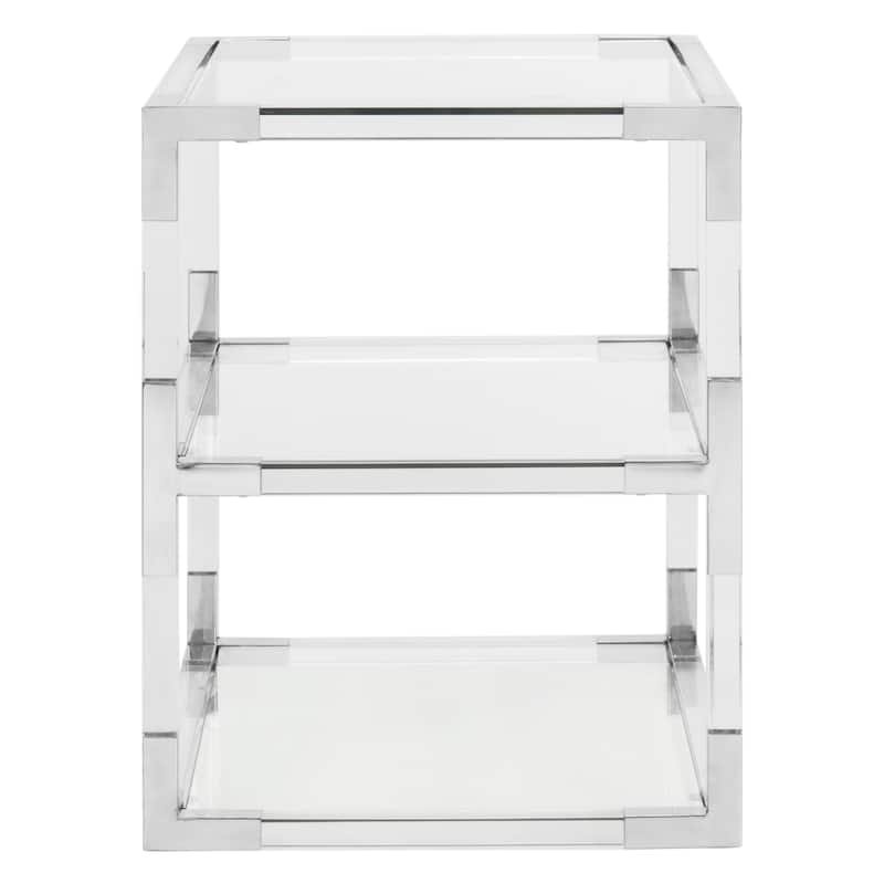 SAFAVIEH Couture High Line Collection Louisa Acrylic Silver End Table - 28" W x 20" L x 26" H