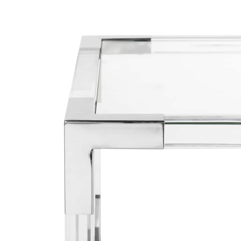 SAFAVIEH Couture High Line Collection Louisa Acrylic Silver End Table - 28" W x 20" L x 26" H