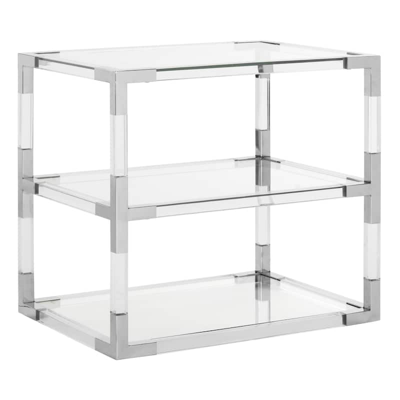 SAFAVIEH Couture High Line Collection Louisa Acrylic Silver End Table - 28" W x 20" L x 26" H