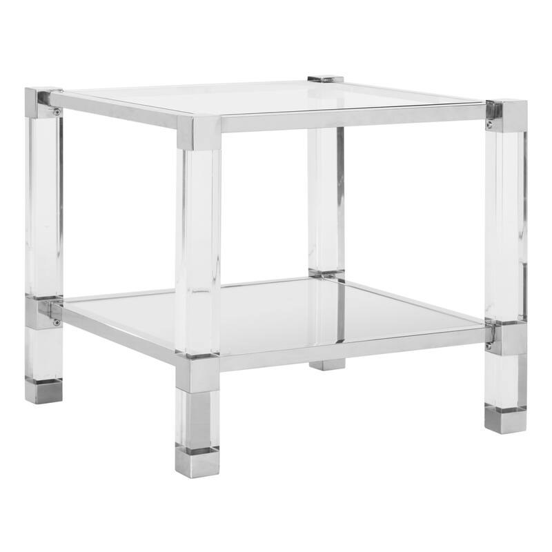 SAFAVIEH Couture High Line Collection Angie Acrylic Silver End Table - 24" W x 24" L x 22" H