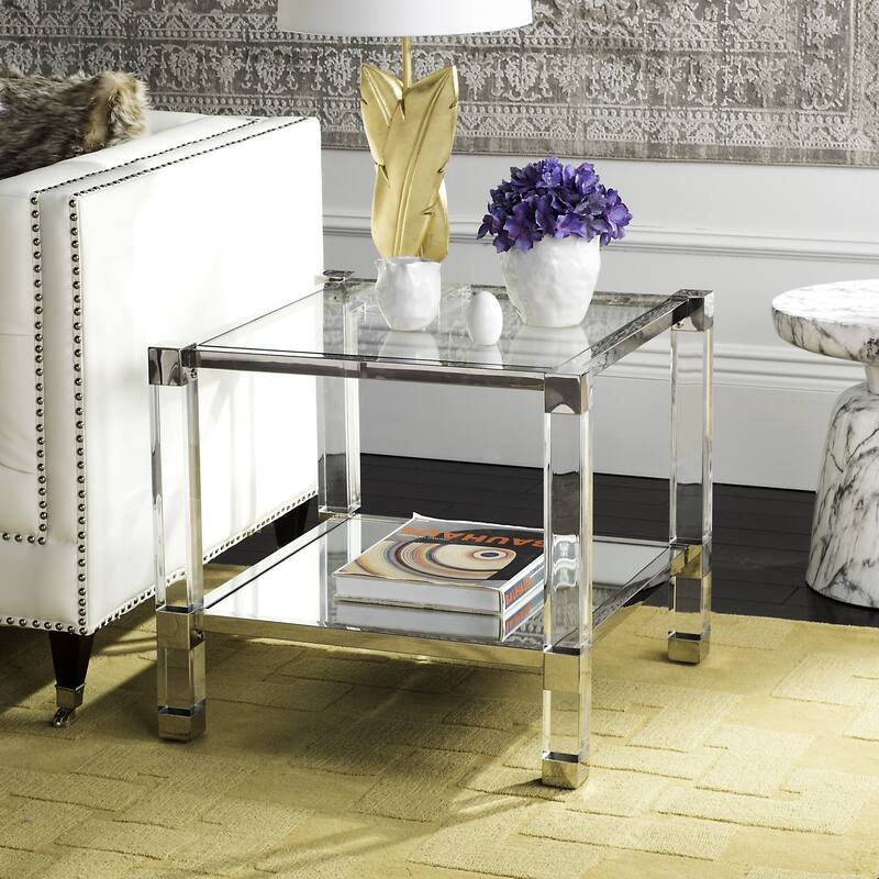 SAFAVIEH Couture High Line Collection Angie Acrylic Silver End Table - 24" W x 24" L x 22" H