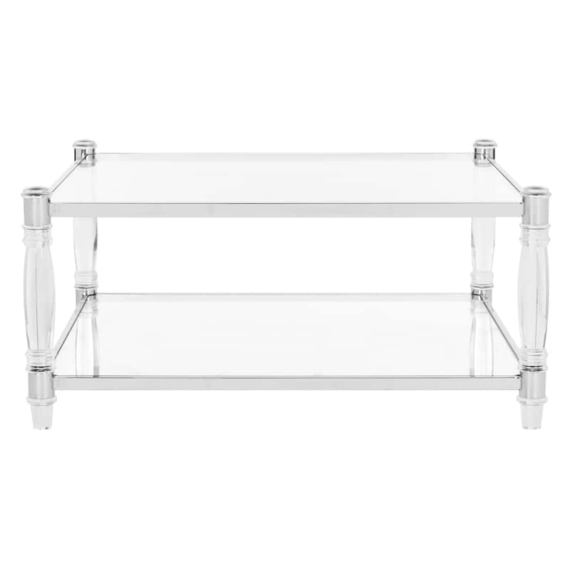 SAFAVIEH Couture High Line Collection Isabelle Acrylic Silver Coffee Table - 38.5" W x 38.5" L x 17.7" H