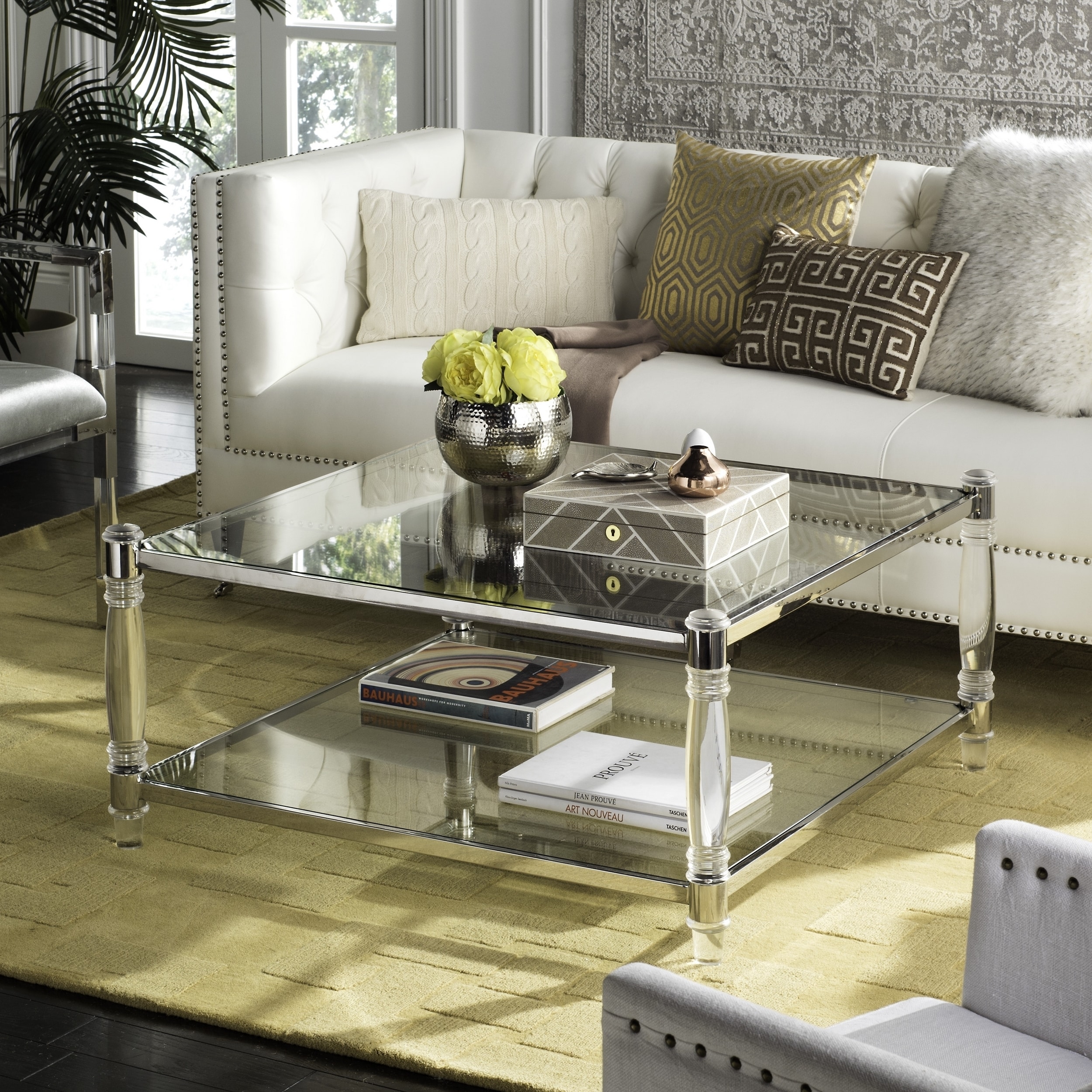 Safavieh Couture High Line Collection Isabelle Acrylic Silver Coffee Table 385 W X 385 L X 177 H Overstock 14626777