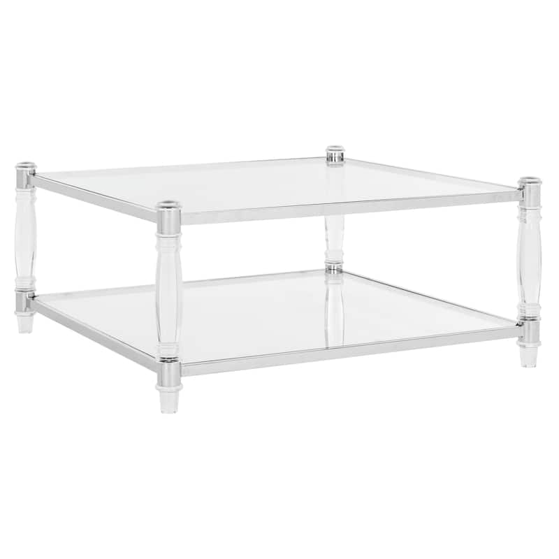 SAFAVIEH Couture High Line Collection Isabelle Acrylic Silver Coffee Table - 38.5" W x 38.5" L x 17.7" H