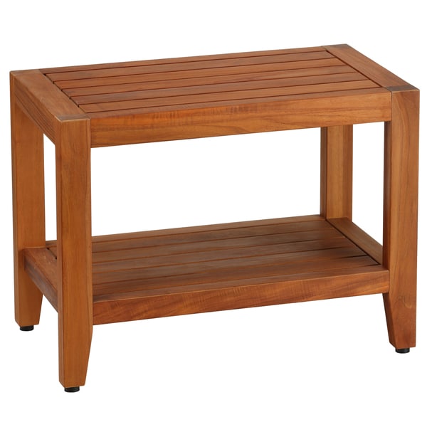 Bare Decor Teak Wood Serenity Spa 24 Inch Bench With Shelf