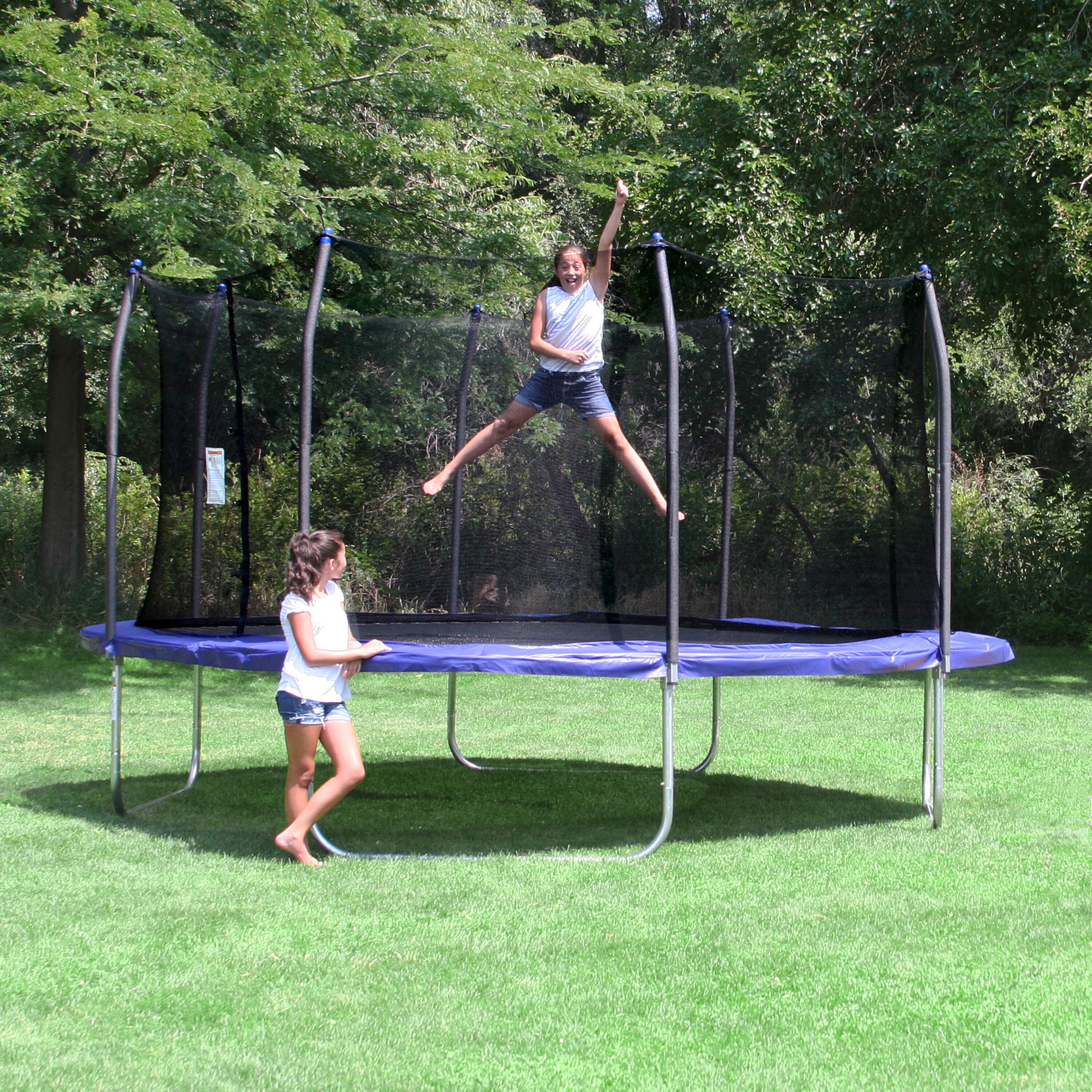 Skywalker Trampolines Blue 13 Foot Square Trampoline With Enclosure Overstock 14626845