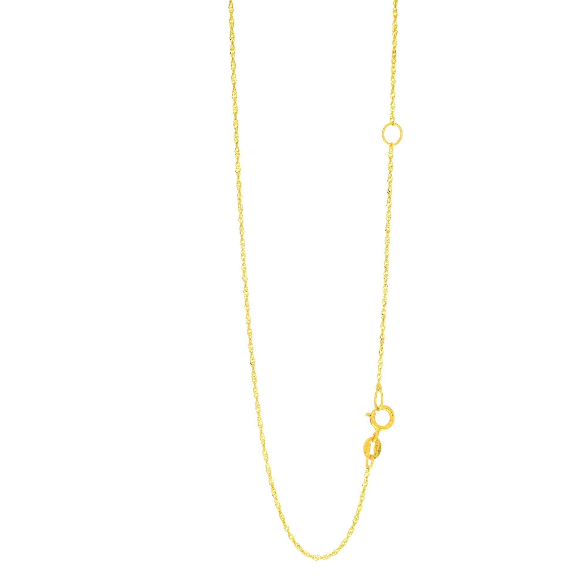 24 inch 14k Yellow Gold 1mm Singapore Chain Necklace 16 inch