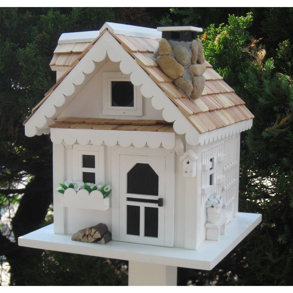 Home Bazaar Tranquility White Wood Birdhouse